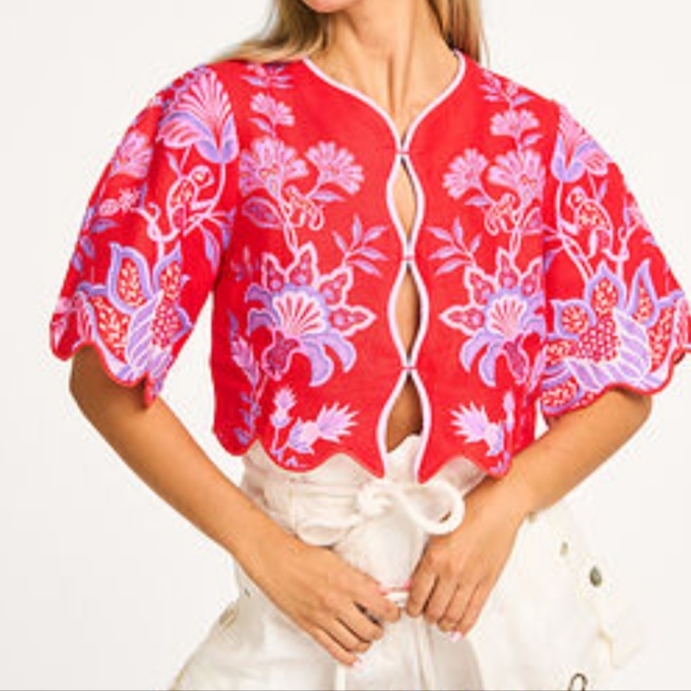 FARM Rio Red Floral Crop Top